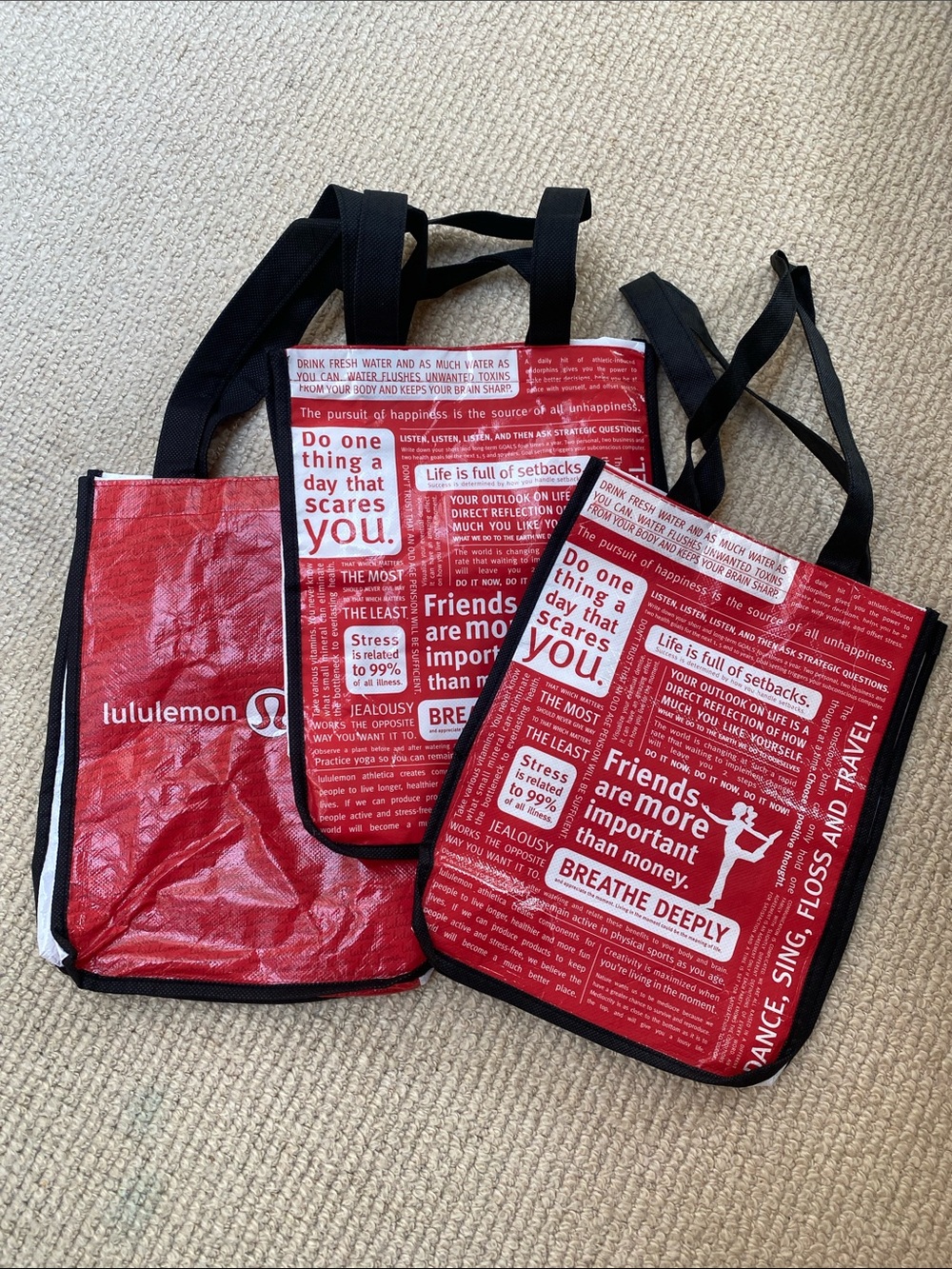 Set of 3 Lululemon Small Reusable Tote Bags